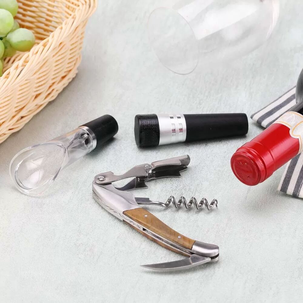 INF Tire-bouchon en Acier Inoxydable Bois d'Ombre - Tire-Bouchon Manuel Portable avec Coupe-Capsule