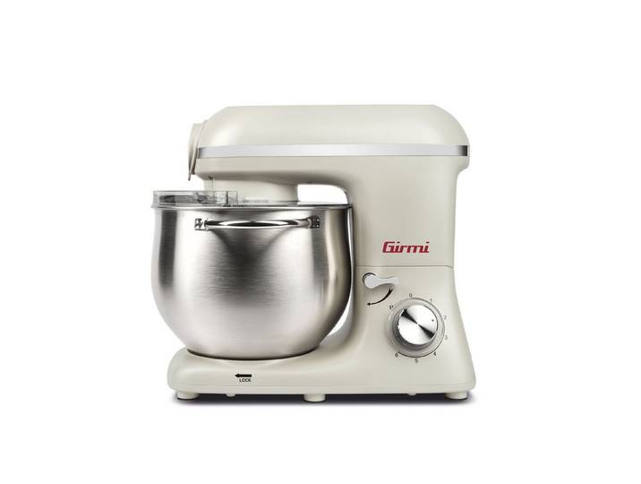 Girmi Küchenmaschine IM5001 Gastronomo Plus IM50, Planetenrührwerk, 2200 W, 8 l Schüssel, 8 l Edelstahl-Schüssel, 6 Stufen, Pulse, bis 3 kg Teig, Zubehör