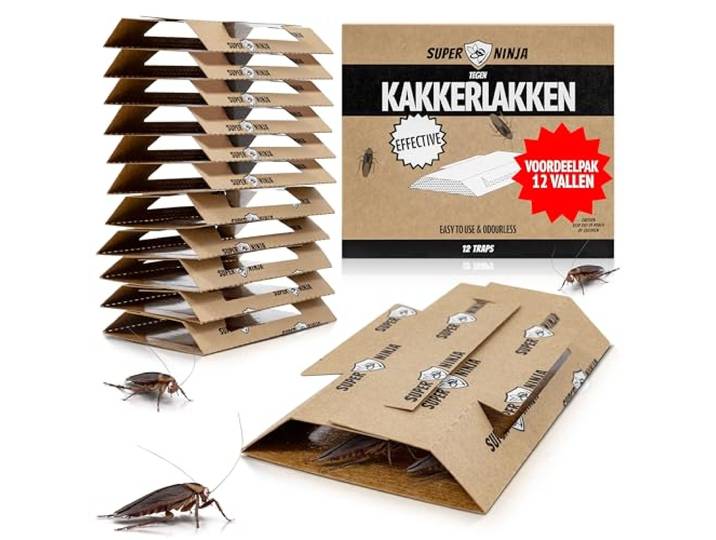 Super Ninja Kakkerlakval, 12 Stuks Lijmval met Lokstof voor Binnengebruik