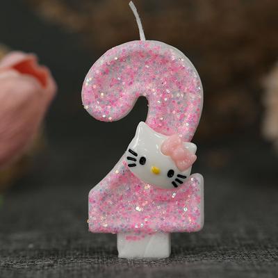 Tiny Tots Teens Trends Cinnamoroll Hello Kitty Number Candles, Cartoon Character 3D Cake Topper, Birthday Anniversary Plug In Party Decoration hello Kitty 2