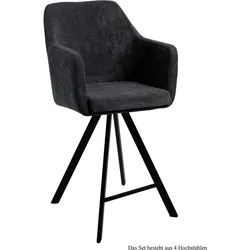 THEKENSTUHL (4er-Set) Delilah 57x104x60 Schwarz/Anthrazit