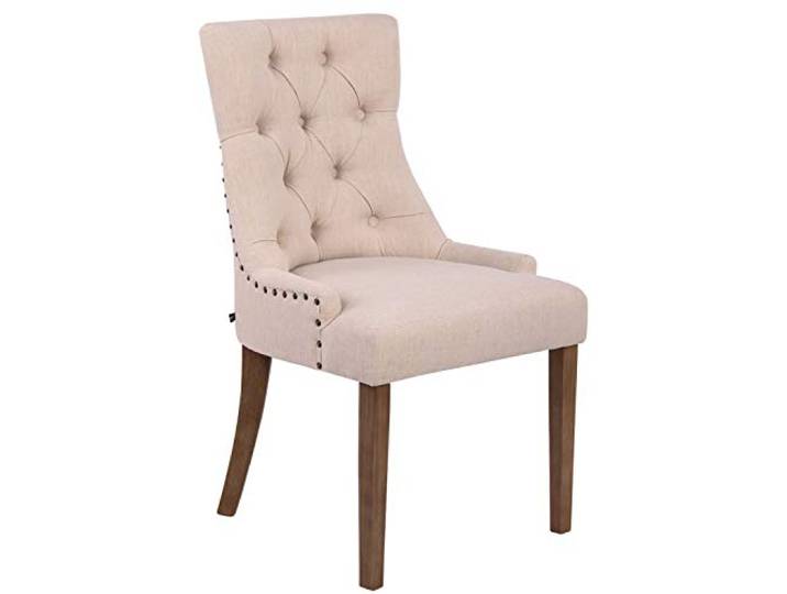 CLP Esszimmerstuhl Aberdeen Mit Hochwertiger Polsterung Und Stoffbezug I Polsterstuhl Mit Gestell Aus Kautschukholz I Sitzhöhe Von 50 cm, Farbe:Creme, Gestell Farbe:antik-hell