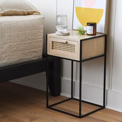 Storied Home Metal and Mango Wood End Table with Drawer