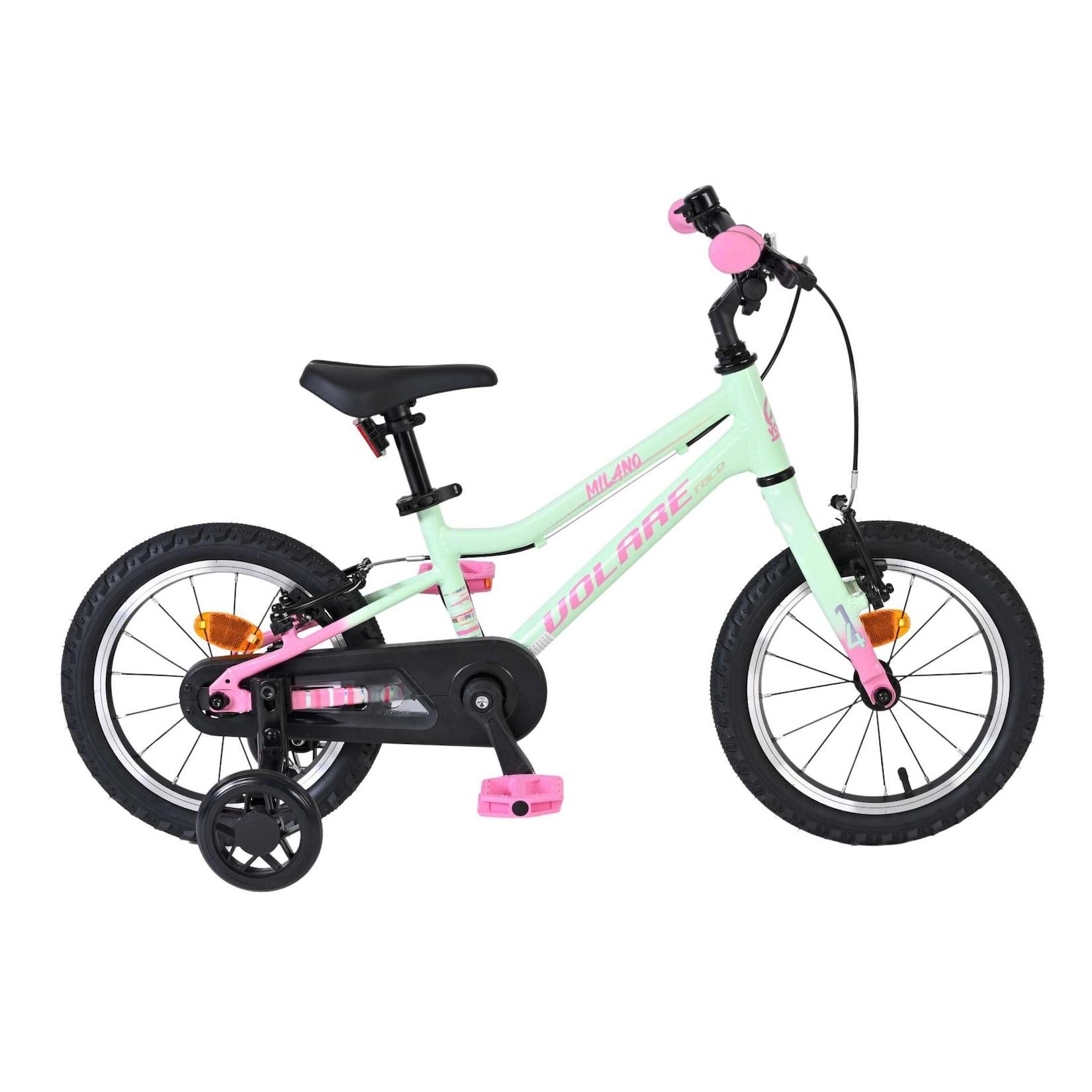 Volare Kinderfahrrad Milano für Mädchen 14 Zoll Kinderrad in Mintgrün, Zwei Handbremsen