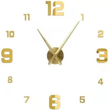 Inspired Finds 3D Luminous Frameless Wall Clock DIY Kit Modern Silent Glow Wall Decor luxury Gold Elegant Dial 3d 90cm = 35.43in