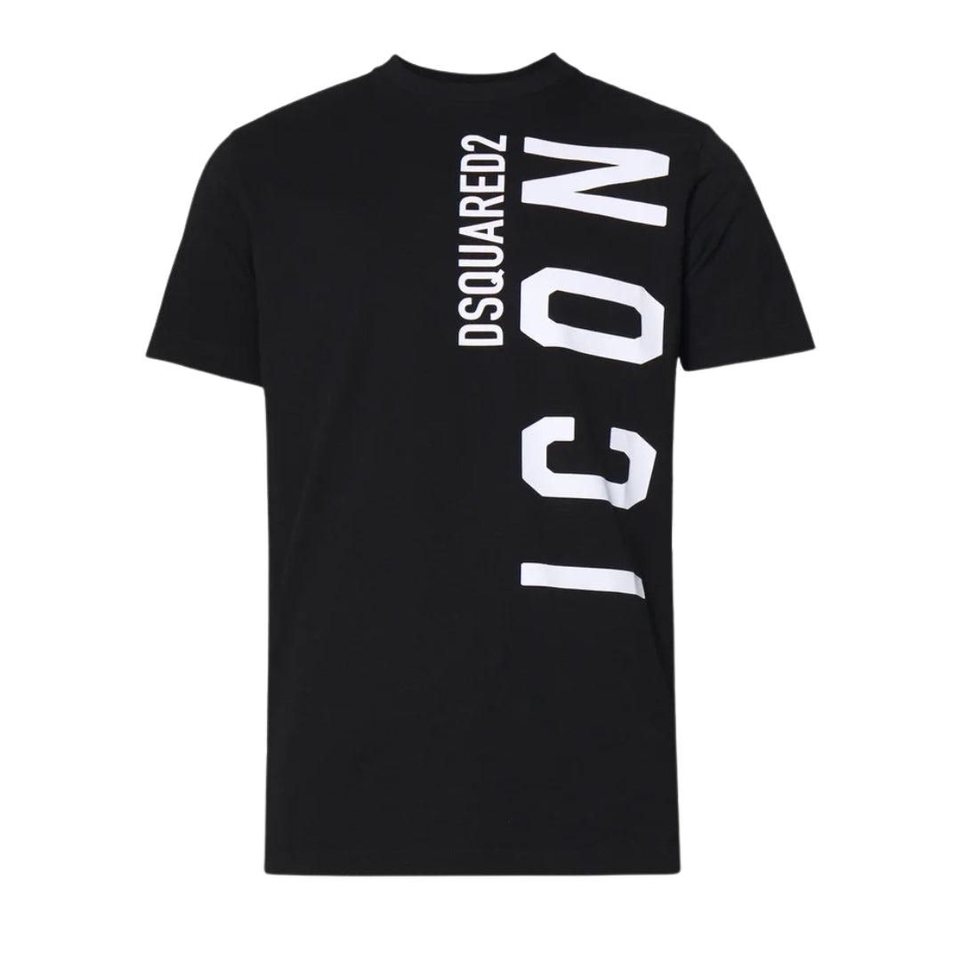Dsquared2 Schwarzes T-shirt Großes Icon Weißes Logo