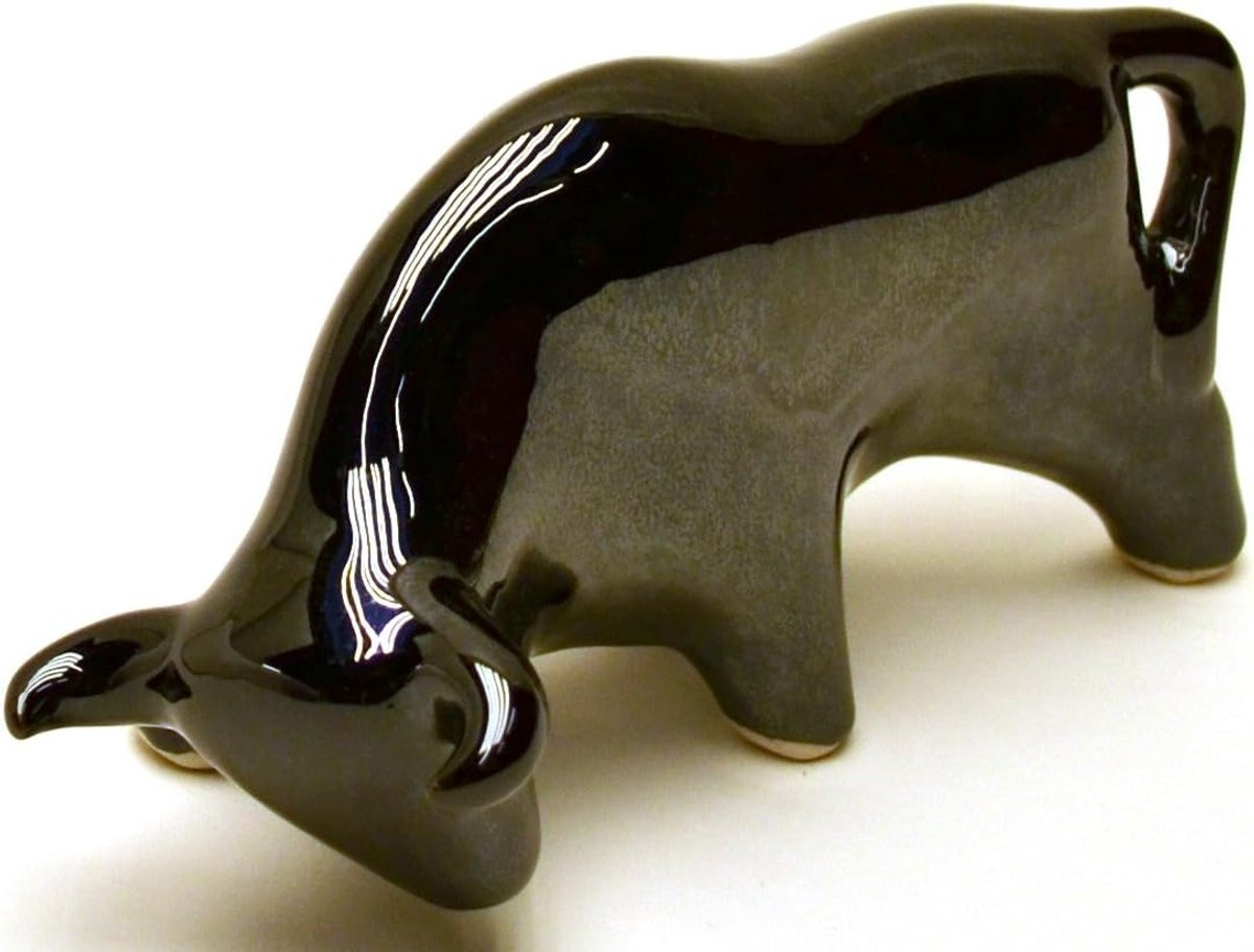 Handgemaakt Keramisch Stier Beeld met Metallic Afwerking voor Woondecoratie