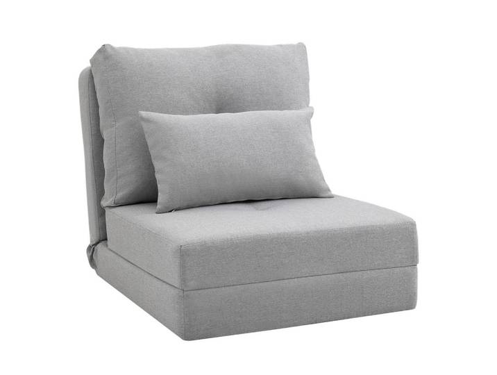 Homcom Bodensessel 2-in-1 Klappbett mit verstellbarer Rückenlehne Grau, Metall, 60x56x80 cm, Wohnzimmer, Sofas & Couches, Schlafsofas, Schlafsessel