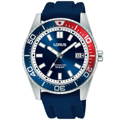 Automatikuhr LORUS, blau (blau, blau), Armbanduhren, Herren, Automatikuhr, Armbanduhr, Herrenuhr, Mechanische Uhr, Silikonarmband, analog, Tag