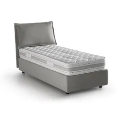 Armaduk – Einzelbett, Grau, Matratze Inklusive Made in Italy