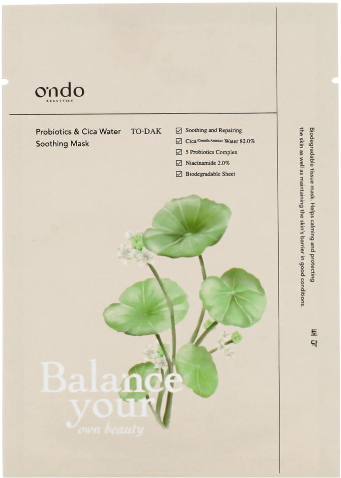 Ondo Beauty 36.5 TO-DAK Probiotics & Cica Water Soothing Mask 25 g