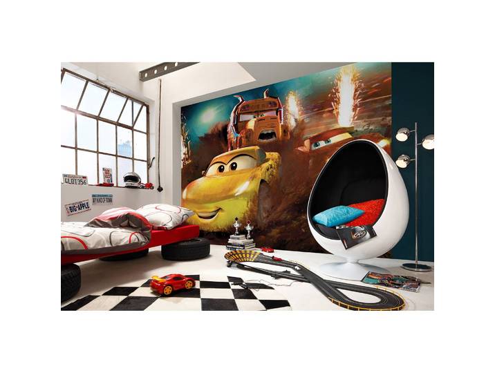 Vlies Fototapete Cars Dirt Track 350 x 250cm Gelb