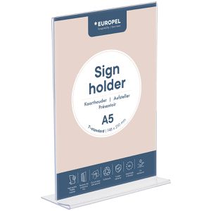Europel Tischaufsteller 350054, A5, aus Acryl, T-Form, beidseitig