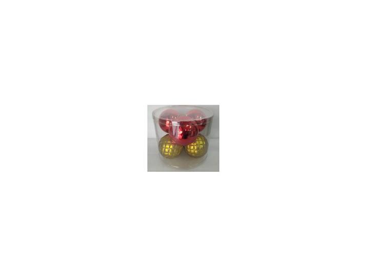 6er Tube 12 cm Plast ikkugeln Rot / Gold