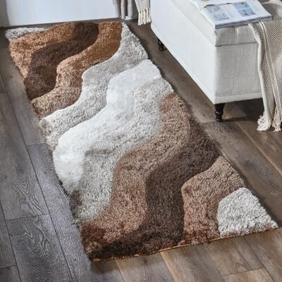 MDA Rugs Mateos Shag Contemporary Stripe Designed Area Rug