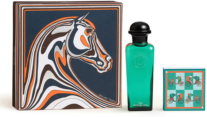 HERMÈS Coffret 2 pièces eau verte orange