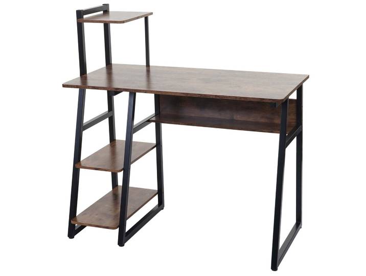 SCHREIBTISCH MIT REGAL eckig Braun