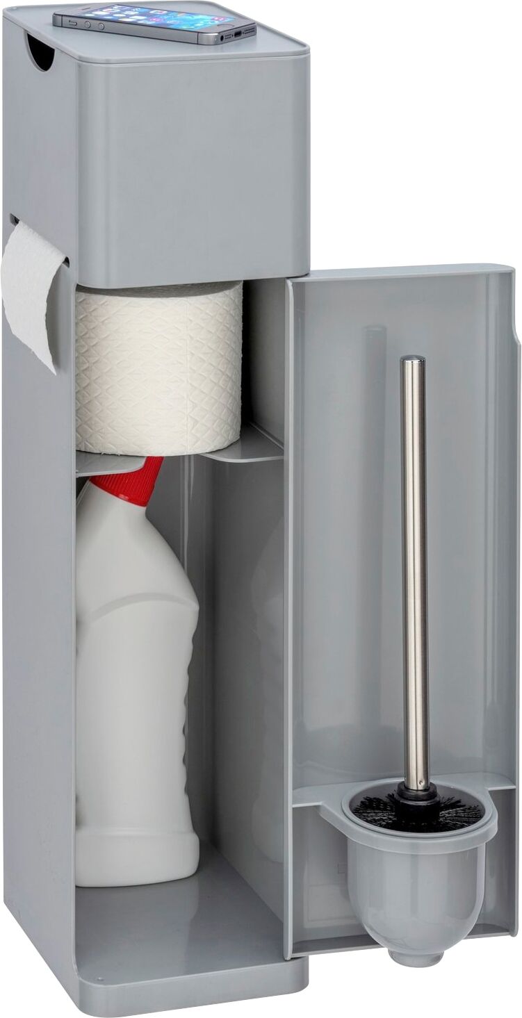 WC-Garnitur WENKO "Imon", grau, B:20cm H:58,5cm L:15cm, Kunststoff, Reinigungsbürsten, WC-Garnitur, Stand WC-Garnitur grau Einheitsgröße