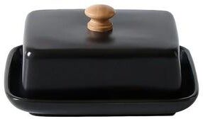Useful Little Things Ceramic Butter Dish With Airtight Lid Elegant Kitchen Butter Keeper black