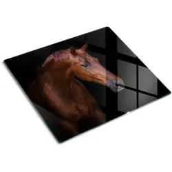 GLASPLATTE 60x52 cm Braunes Pferd