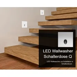 Eckige Wallwasher Schalterdose Q 3000K LED Wandeinbauleuchte weiß Mobilux
