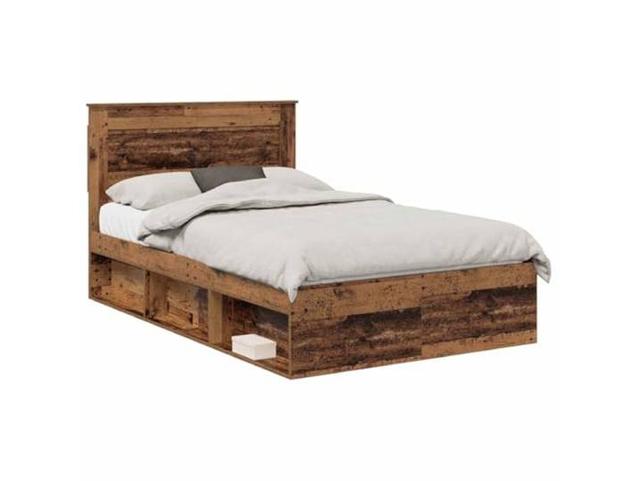HMDNGOUT Bettrahmen Altholz 120 x 200 cm mit massivem Kiefernholz-Kopfteil, Stabiler Lattenrost, Pflegeleichte Oberfläche, modernes Design für Schlafzimmer