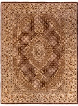Overton Hand Knotted Wool Contemporary Oriental Brown Area Rug - 9' x 12'