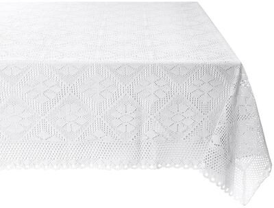 Violet Linen Stars Crochet Vintage Lace Pattern Tablecloth