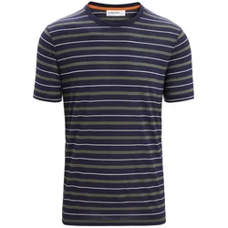 Icebreaker Herren Wave Stripe T-Shirt - XL - MIDNIGHT NAVY/LODEN/S