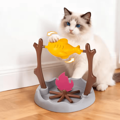 Inspire Curations Roast Drumstick 360 Slow Feeder Treat Toy For Cats gold