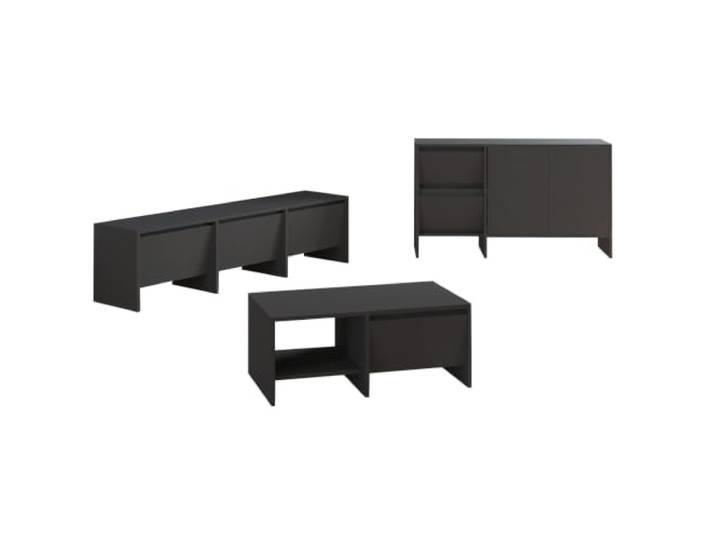 Hanah Home Stylish Living Room Furniture Set, Anthracite, 100% Melamine Coated Particle Board TV Stand, Coffee Table & Console Modern Design