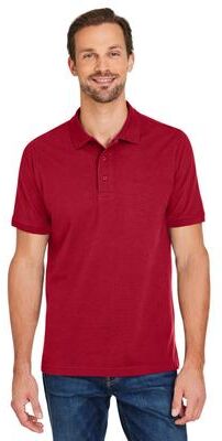 Harriton M205 Men's Valiant Cotton Snag Protect Polo Shirt in Red size XL