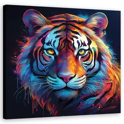 WANDBILD tiger pop art farbig