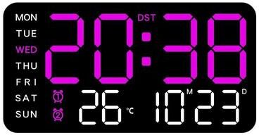 Uplift Essentials Large Digital LED Wall & Table Clock black purple