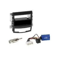 Set: Doppel DIN Blende+Fach + Multilead Lenkradadapter für SSangyong Korando ...