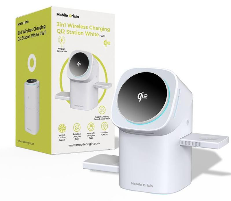 Mobile Origin Mobiele oplader WCHS-PW11-WHT, Draadloos en USB, Wit