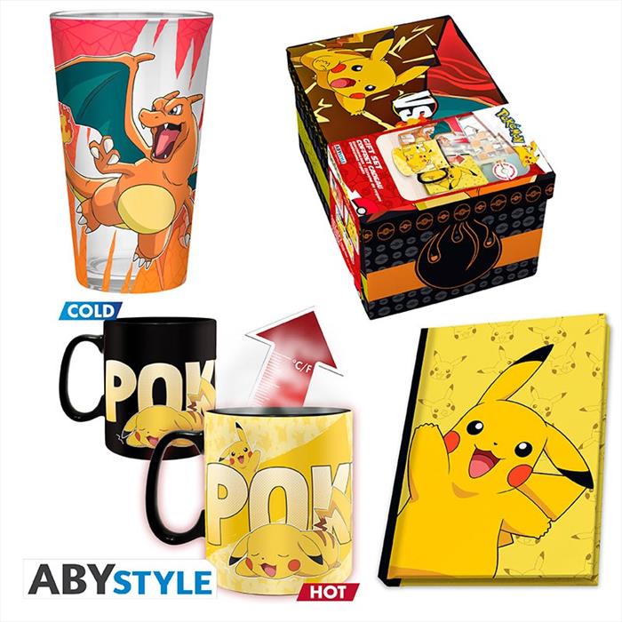 ABYSSE Pokemon- Set Bicchiere L+tazza + Quaderno "pikachu-multicolore