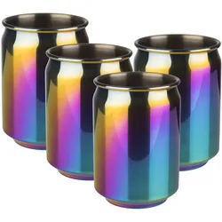 APS 4er Set Cocktail Becher 350 ml Regenbogen-Look, Edelstahl