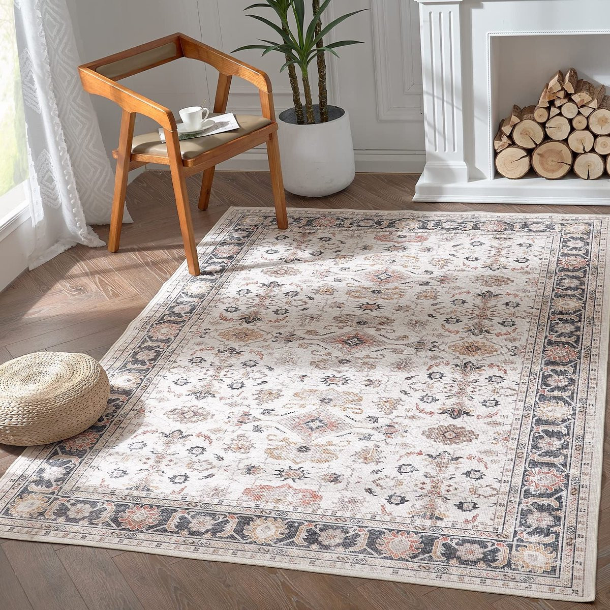 Merkloos Bloemen Vloerkleed voor Woonkamer en Keuken - Chenille - Rechthoekig - Floral
