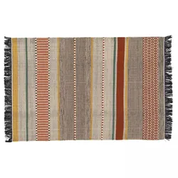 Oviala Business Flachgewebter Wollteppich mit Muster und Fransen 160 x 230 cm