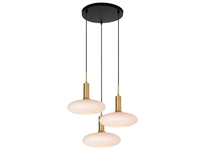 SINGALA 3xE27 60W Lucide lampe suspendue ronde abat-jour en verre blanc avec finition dorée