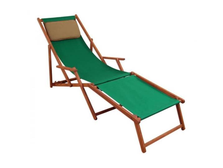 Chaise longue de jardin verte pliante avec repose-pieds et oreiller mobilier de jardin 10-304FKD