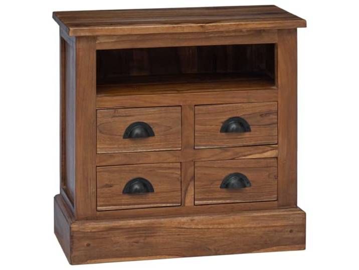 Aufbewahrungsschrank, Teak, massiv, Natur, 60 x 30 x 60 cm, Vintage-Schrank Einzigartige Körnung, sandgestrahlte Oberfläche, Metallgriffe, wasserabweisend, pflegeleicht