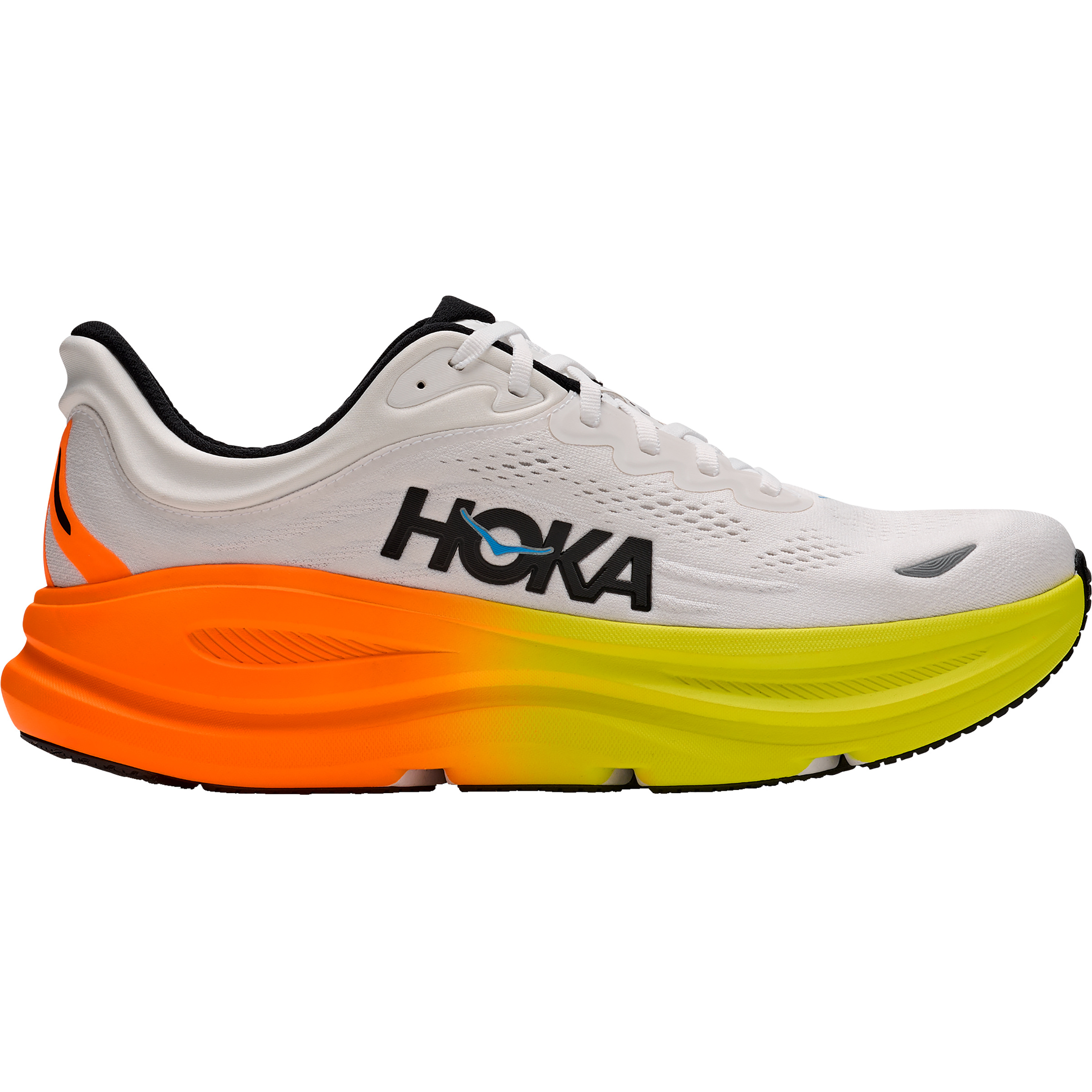 Hoka Bondi 9 Herren Laufschuhe white-neon tangerine Größe 46.5 Laufen Atmungsaktiv