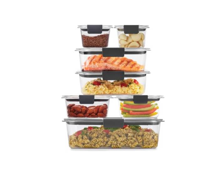 Rubbermaid Brilliance Frischhaltedosen mit Deckel für Mittagessen, Zubereitung von Mahlzeiten und Reste, spülmaschinenfest, transparent/grau