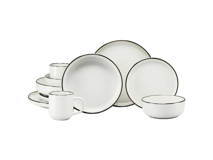 Creatable Kombiservice Nordic Festive Creme, Goldfarben, Creme, Keramik, 10-teilig, 300 ml,450 ml, stapelbar, Geschirr, Geschirrsets, Kombiservice