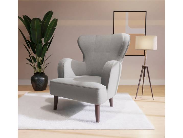 Sessel HOME AFFAIRE SICILIA , grau (hellgrau), B:71cm H:86cm T:64cm, 100% Polyester, Sessel, Sessel, moderner Ohrensessel