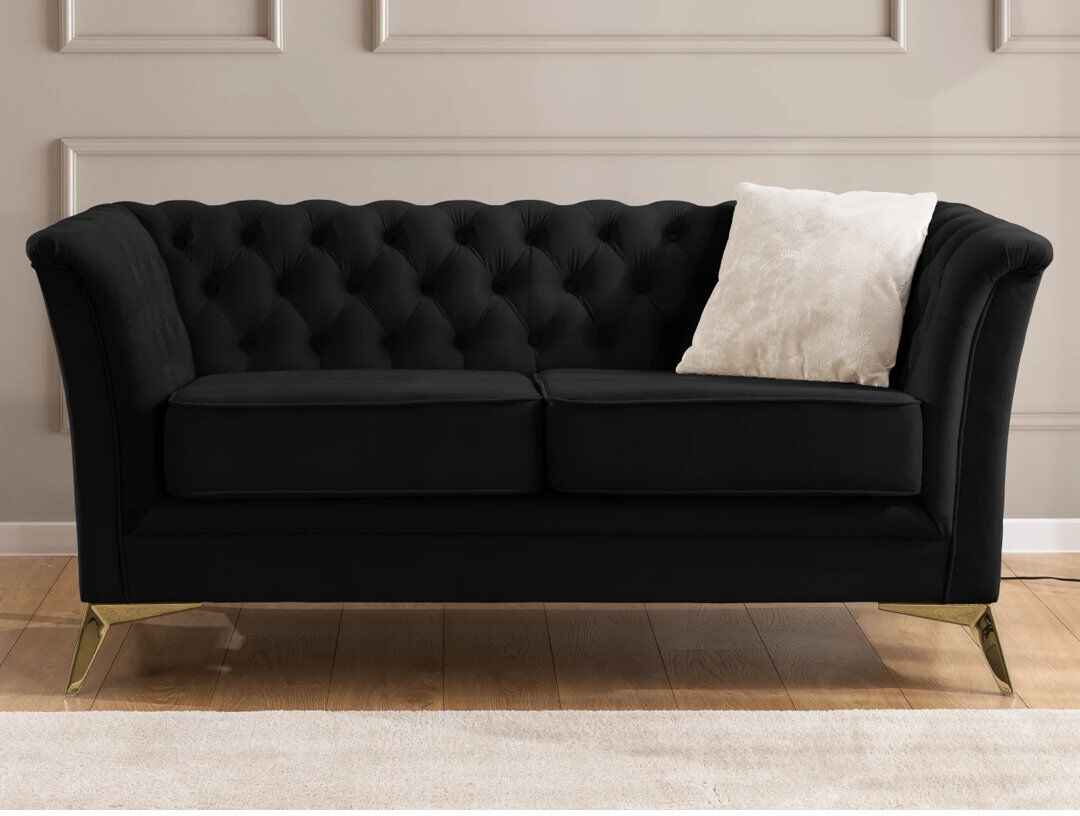 S-Style Furniture Whitby 2 Seater Velvet Loveseat Gold/Black