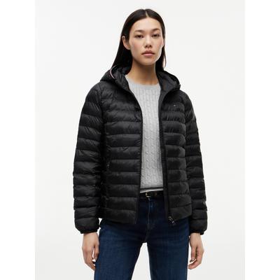 Steppjacke TOMMY HILFIGER "LW PADDED GLOBAL STRIPE JACKET", Damen, Gr. XXS (32), schwarz, Web, Obermaterial: 100% Polyester, unifarben, Basic normal, elastischer Bund, Jacken Steppjacke, sportive Kapuze mit Global Stripe