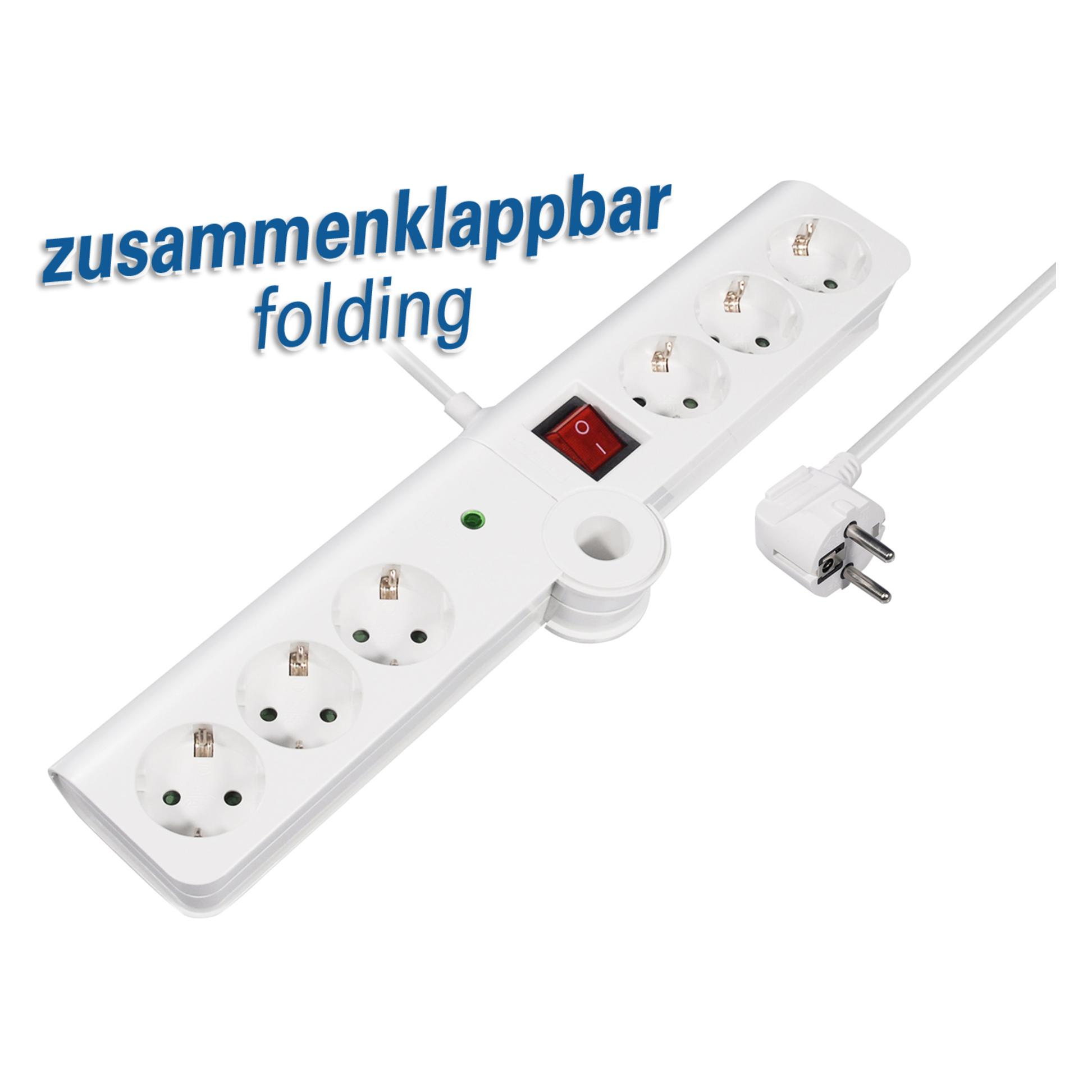 Maxtrack 6-fach faltbare Schutzkontakt-Steckdosen-Leiste (6x, CEE 7/3, 1.50 m) (NV 75-1,5 W)